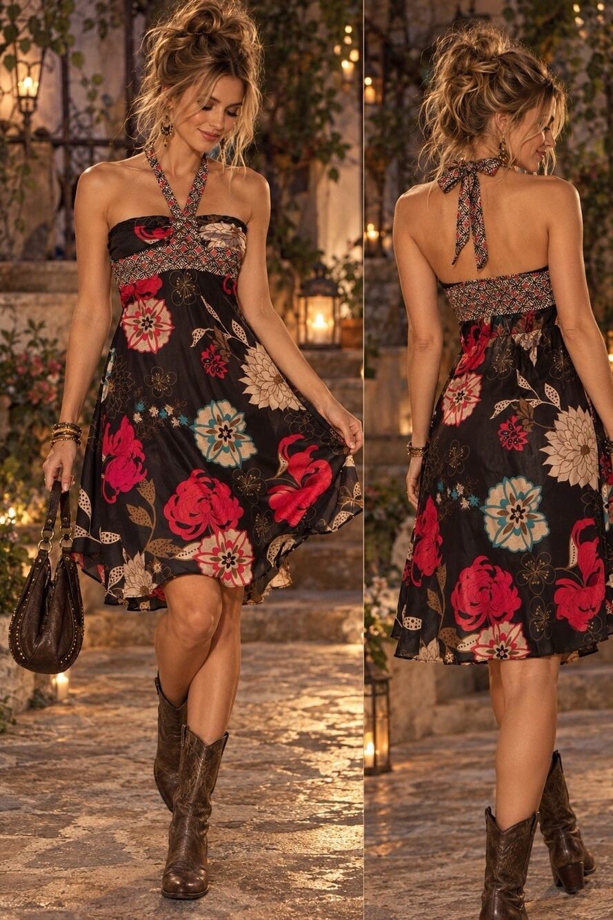 Charlotte Russe Women's Sleeveless Dress Size S Asian Floral Print Knee Length